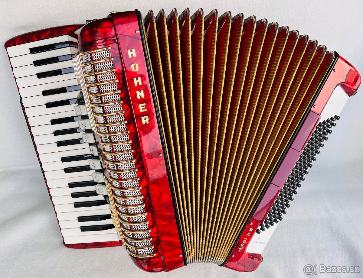 Predám akordeón Hohner Verdi II N- 96 Basový - Made in Germa - 13