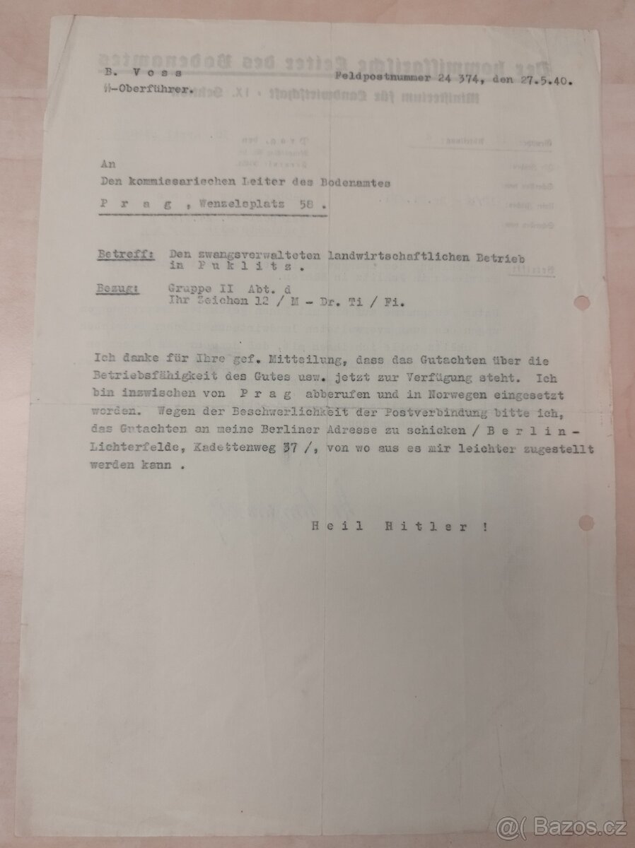 DOKUMENTY PO GENERÁL SS BERNHARD VOSS 5 - 13