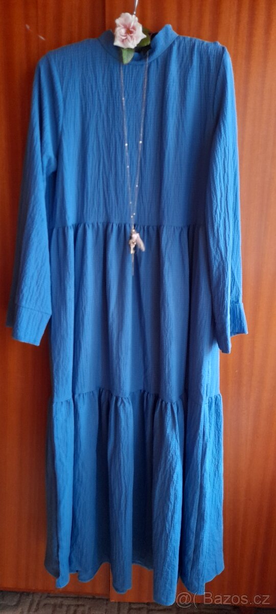 Shein safírové volánové dlouhé šaty - NOVÉ - 13