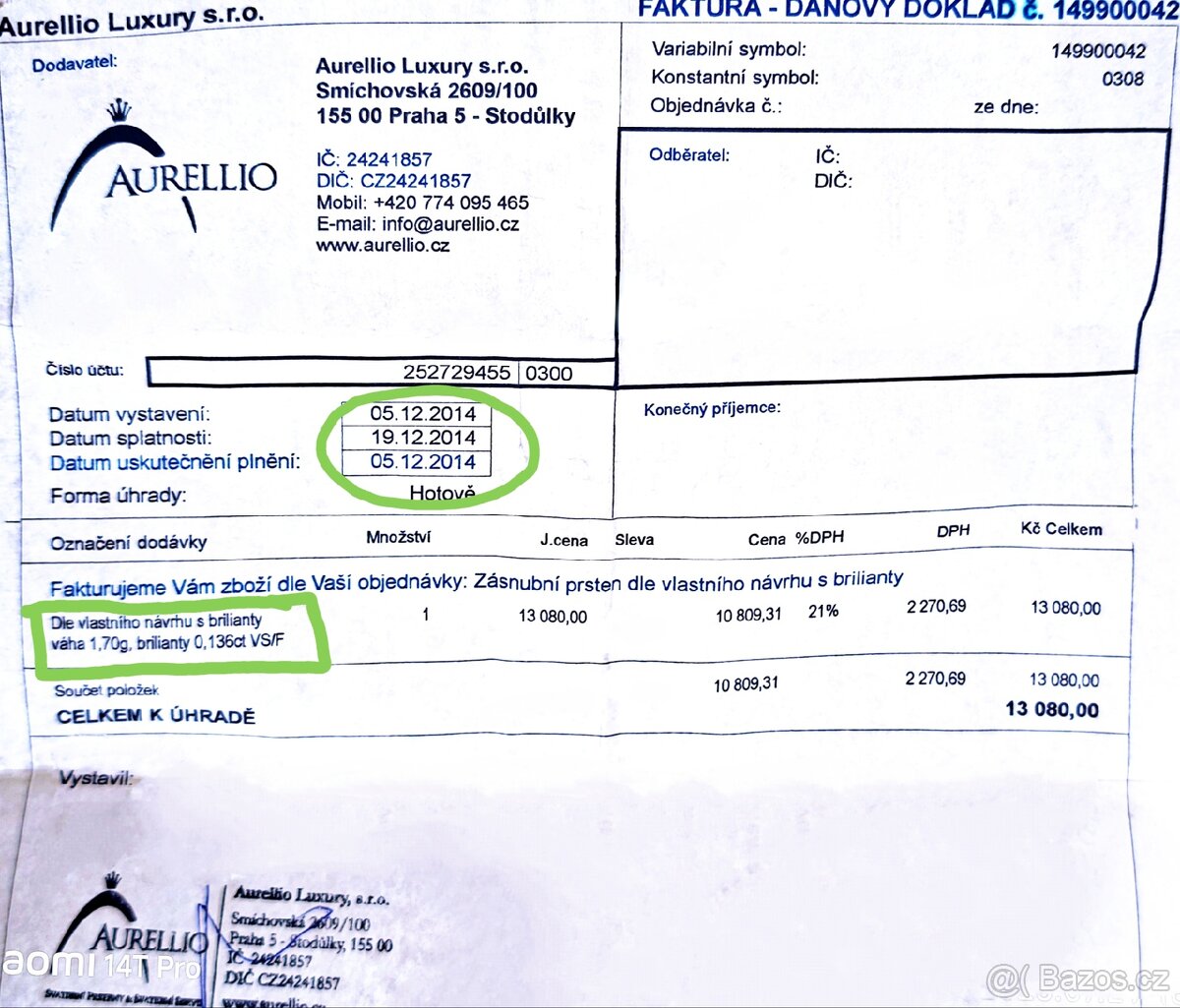Luxusní briliantový prsten Aurellio - 13