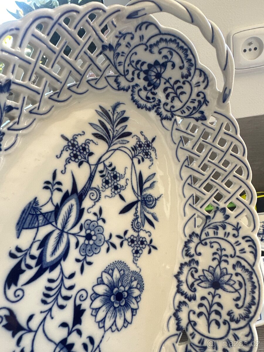 Košík prolamovaný 28cm, Cibulak, originál porcelán Dubí - 13