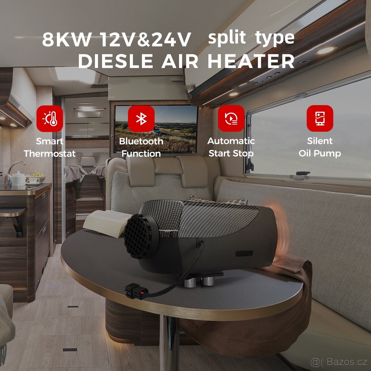 Nezávislé topení 5kW, 12+24V, Auto START/STOP, BT - 13