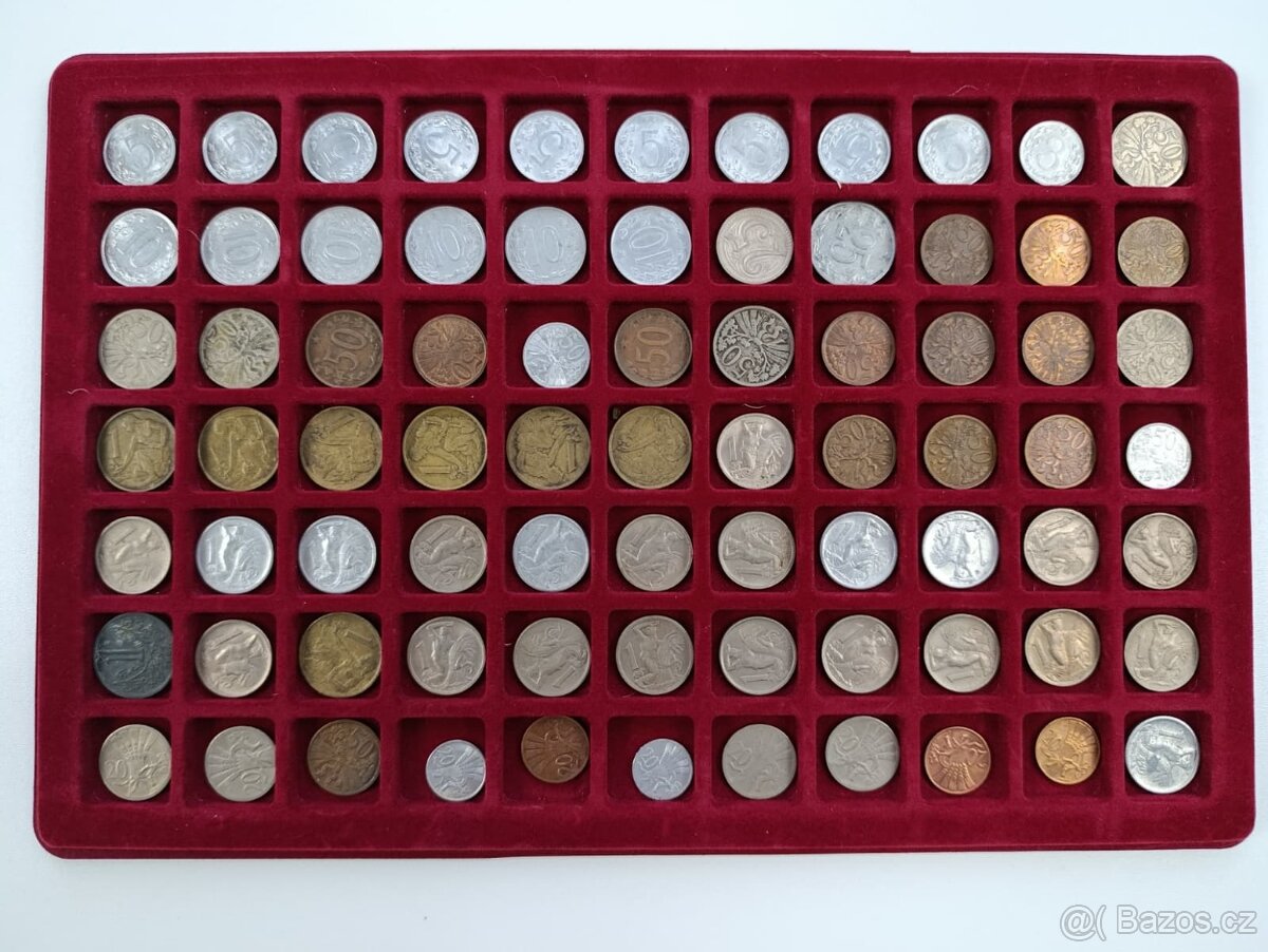Konvolut Československých starých minci + PLATA - 13