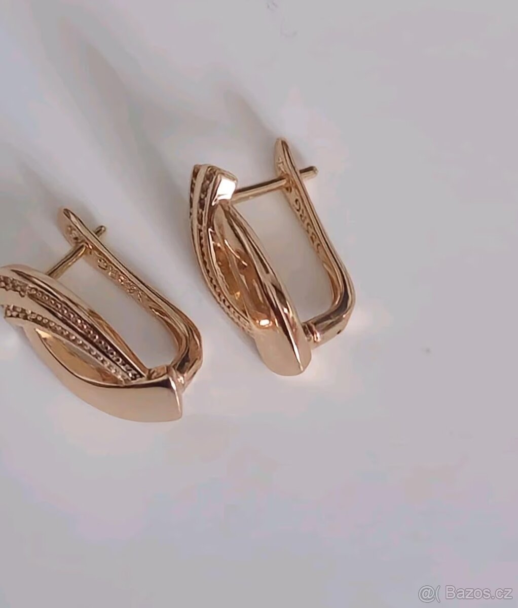 Náušnice zlato 14k 585RG - 13