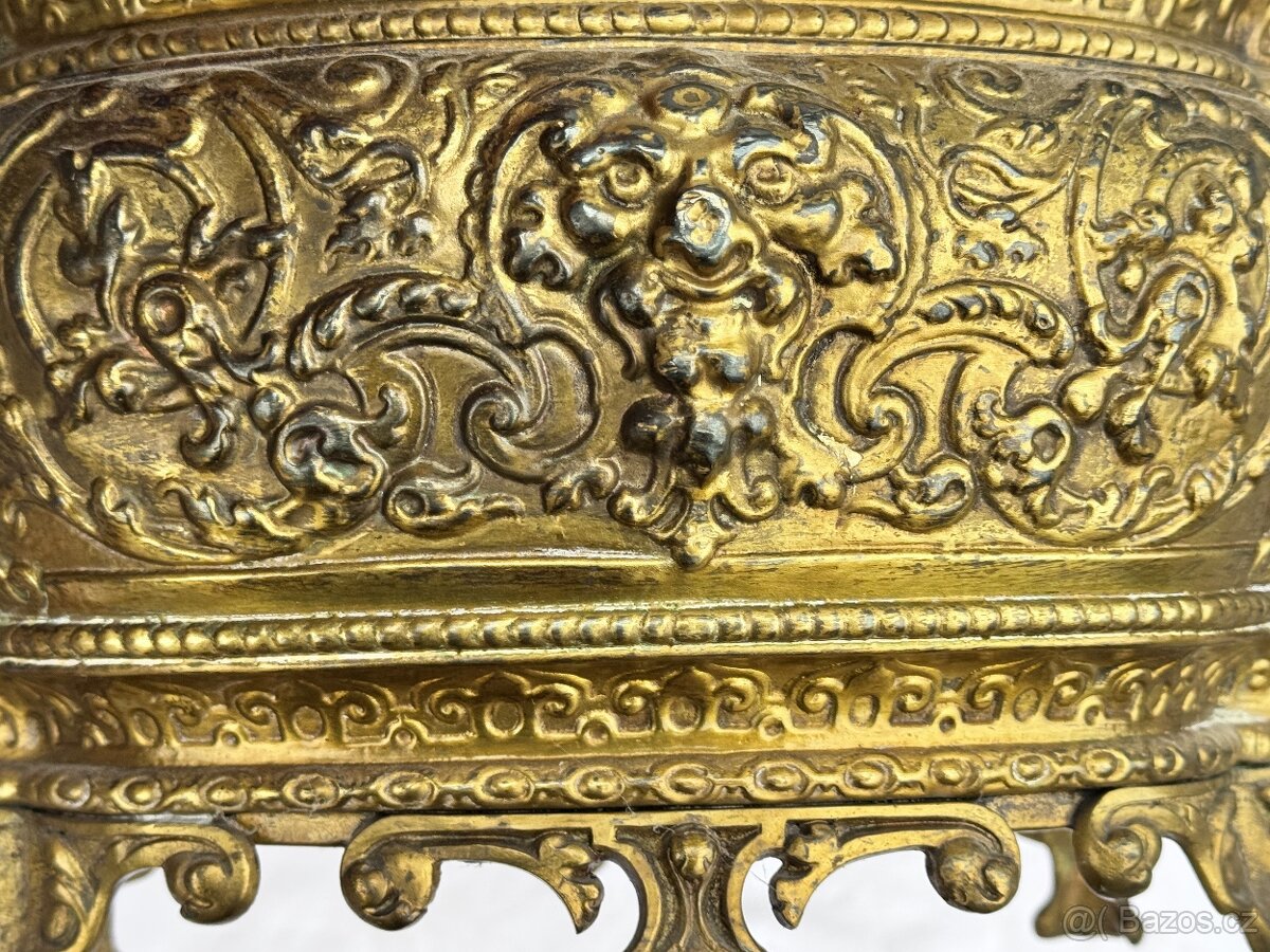 Žardiniéra květináč starožitný 1850-60 mosaz Francie Napole - 13