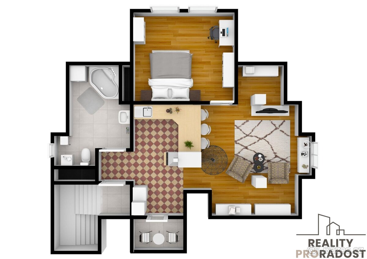 Pronájem bytu 2 + 1 o rozloze 70 m2 s terasou ve vile v Tepl - 13