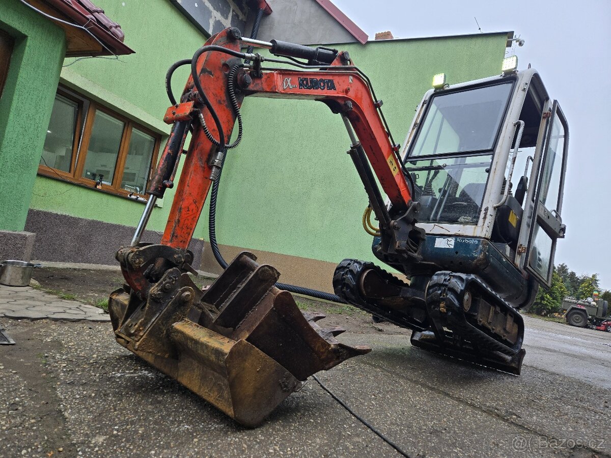 Minibagr Kubota Kx 36-2 najeto 4300mth 3x lžíce Rychloupínak - 13