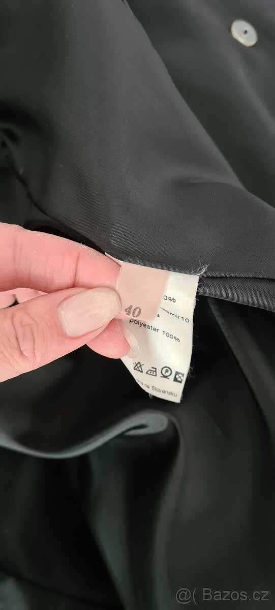 Černý kabát s kožešinou, vlna + kašmír, vel. 40 - 13