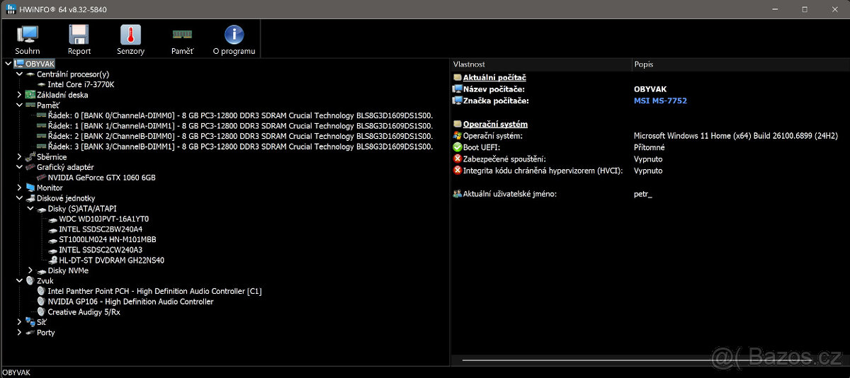 pocitac i7-3770K, 32 GB DDR3, GTX-1060 6 GB, 2xSSD 2xHDD - 13