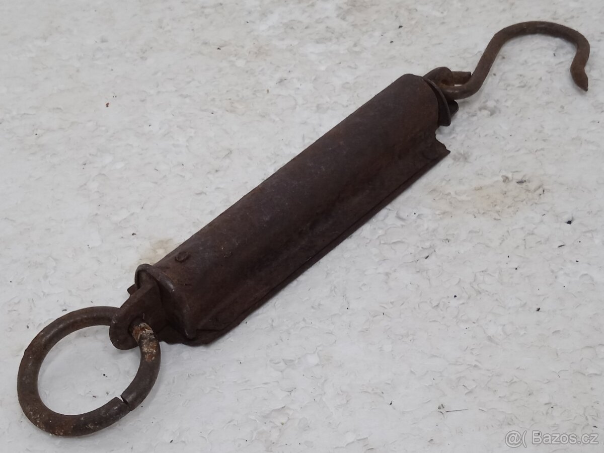 Retro starý kovový mincíř pružinová váha - 25kg - 13