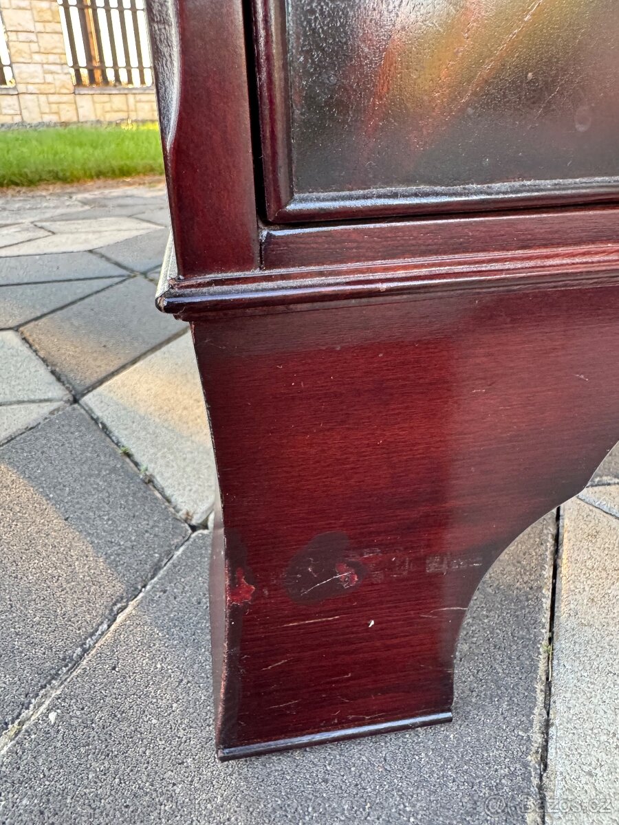 Psací stůl mahagon zelená kůže - 13