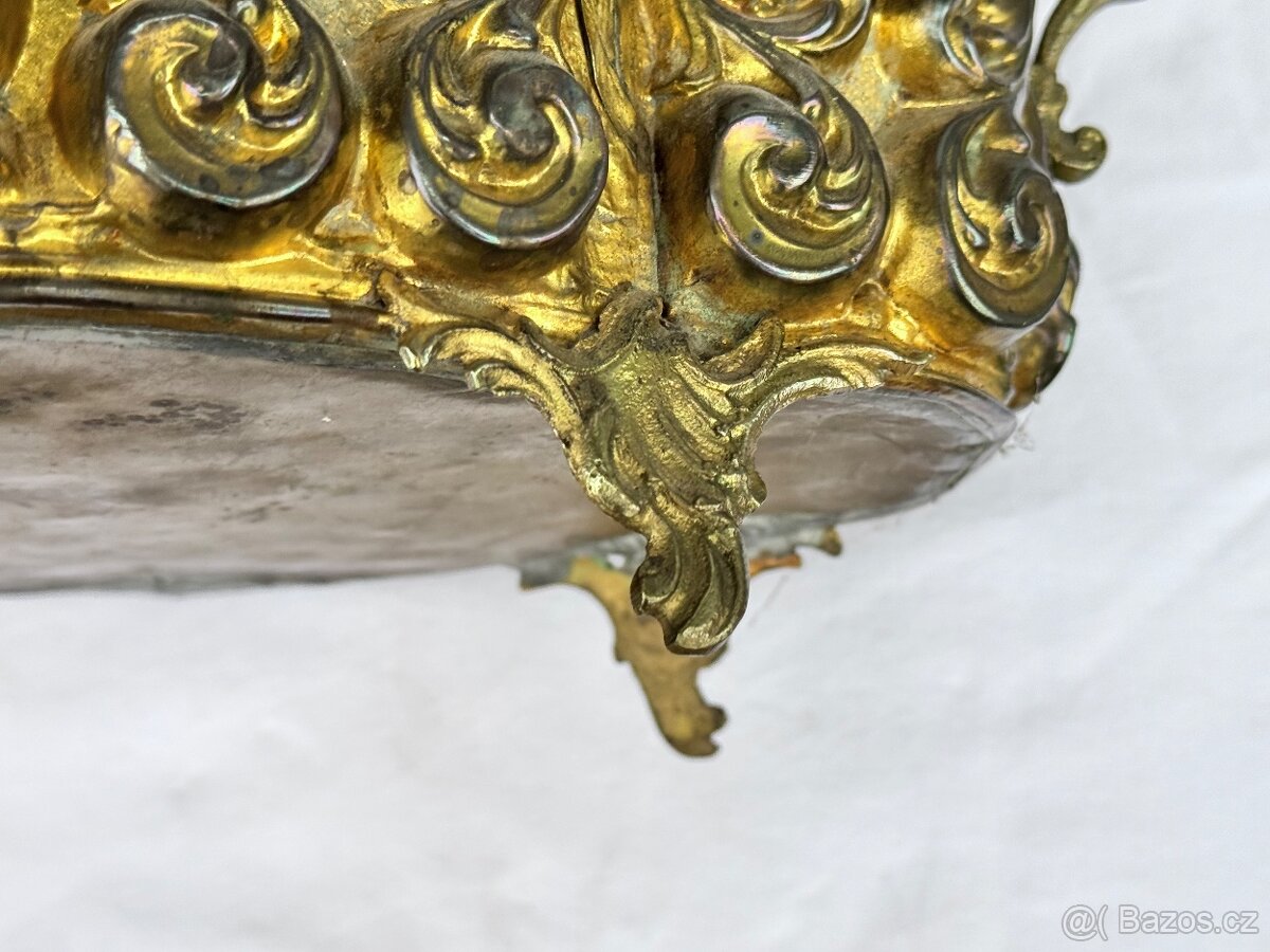 Žardiniéra květináč starožitný 1850-60 mosaz Francie Napoleo - 13