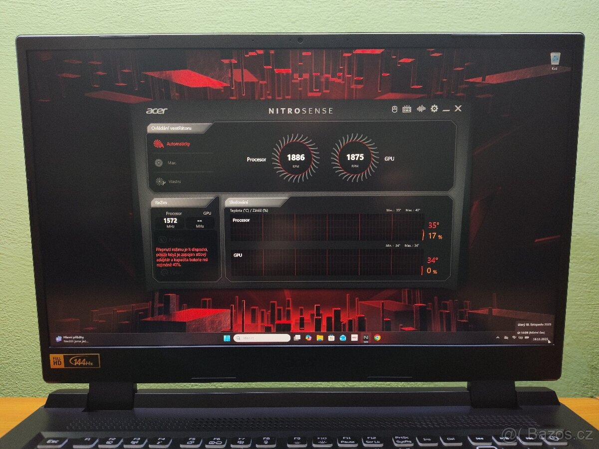 17 Velký Nitro 5,RTX-140w,i5-12gen,DDR5,1TB,RGB. - 13