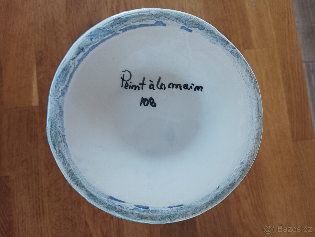 BRETAŇSKÁ FAJÁNS VÁZA QUIMPER RUČNĚ MALOVANÁ - 13