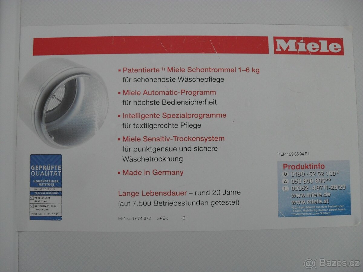 MIELE SET, PRAČKA+SUŠIČKA, 7+6KG, VOŠTINOVÝ BUBNY-7500HODIN - 13