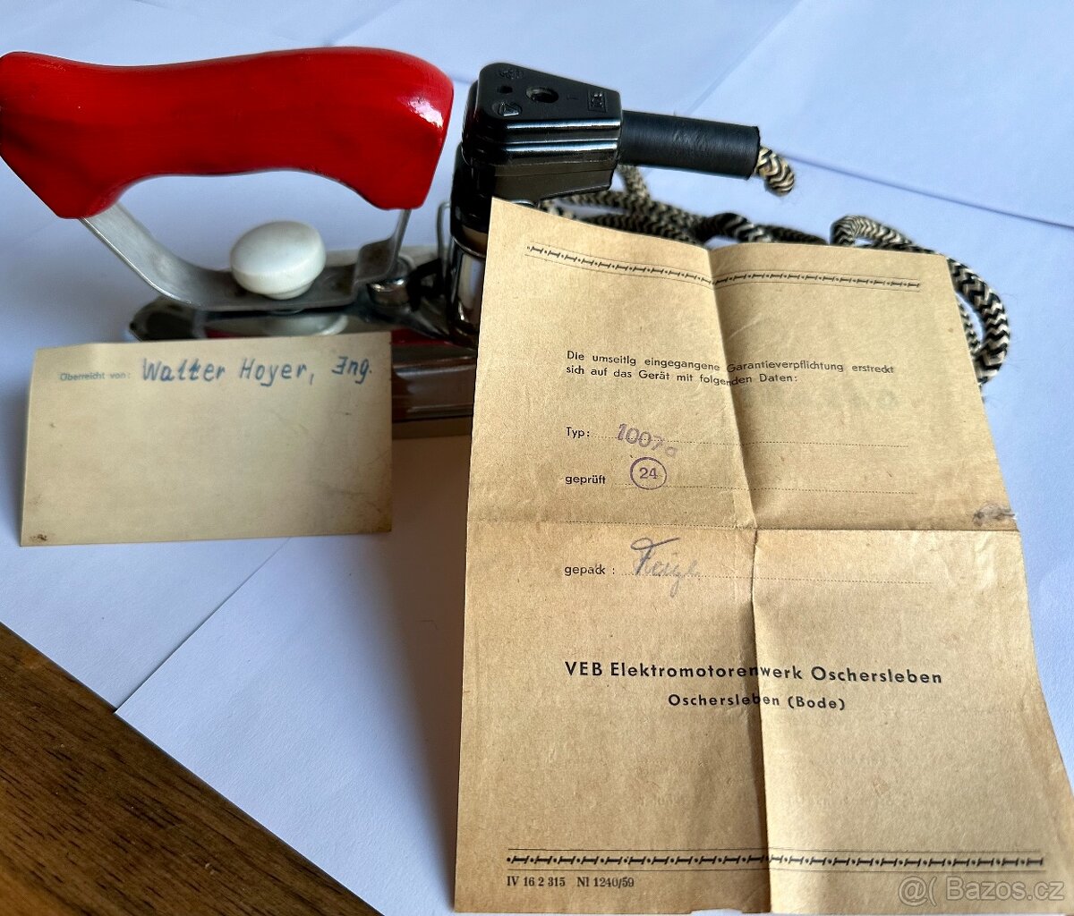 Stará cestovní žehlička Německo KRÁSNÝ STAV s ORIGINAL dokum - 13