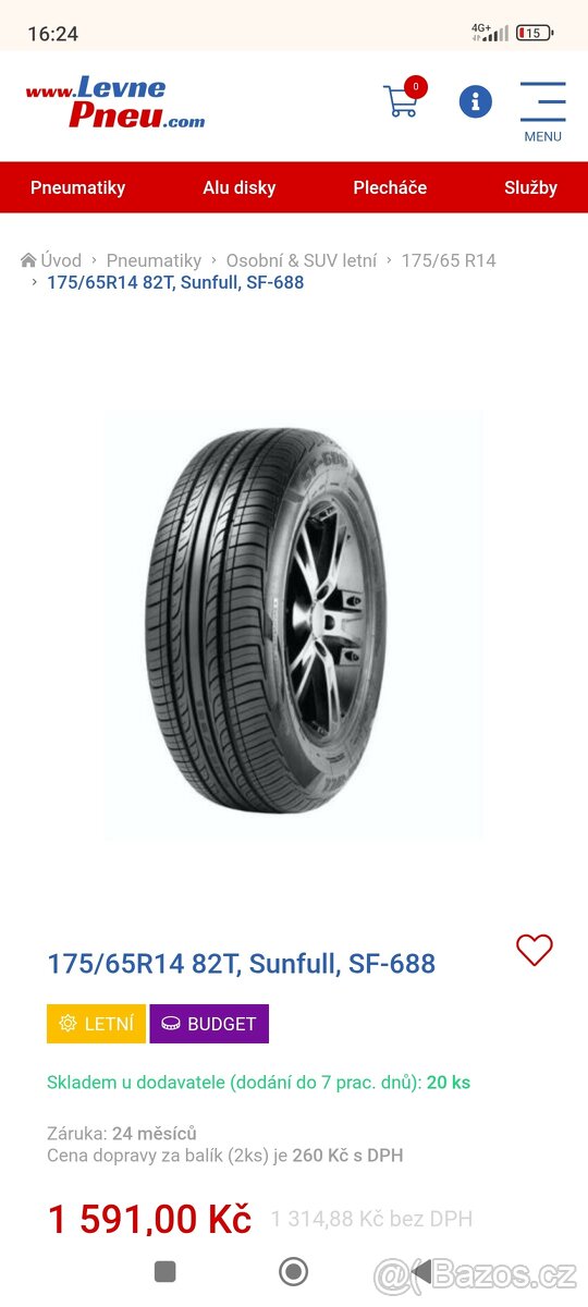 Letní pneu 175/65 R14:DOT-0125 - 13