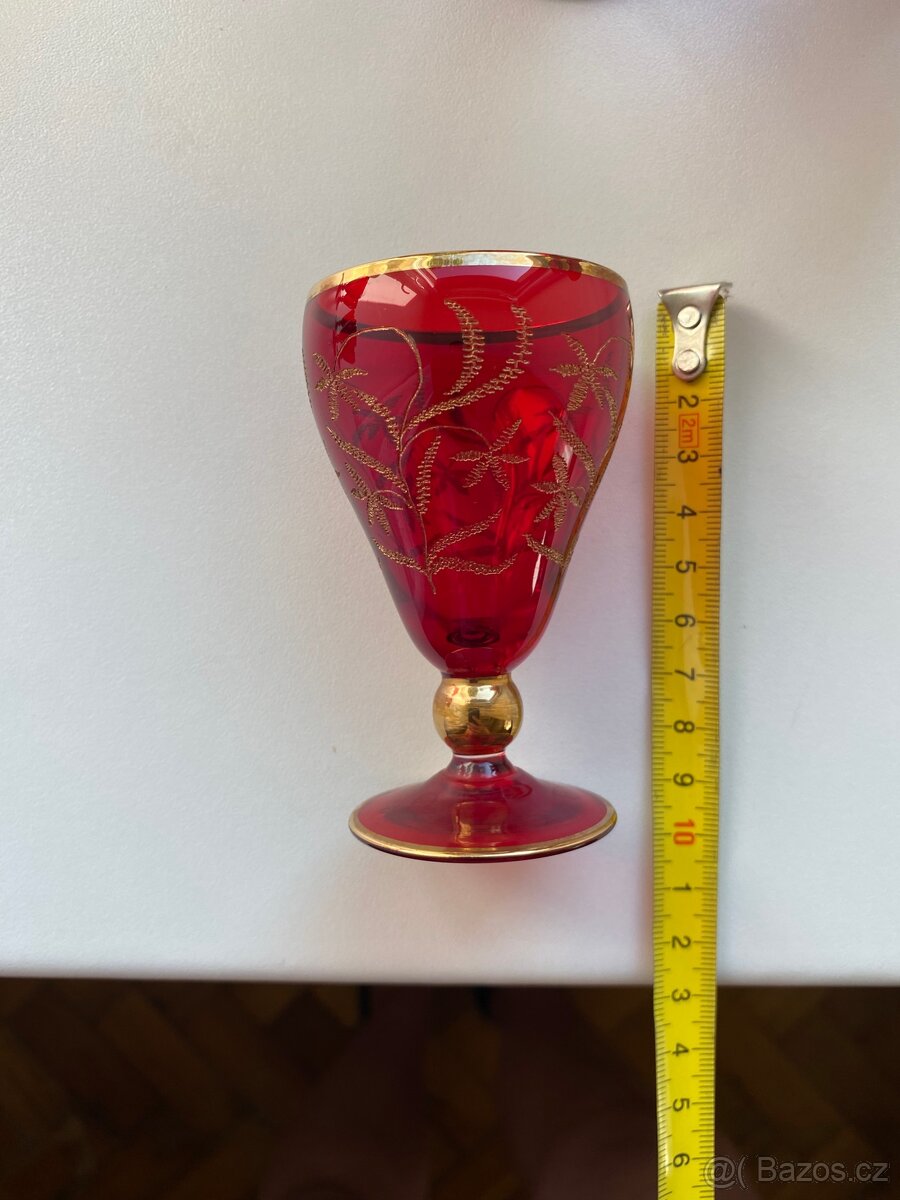 Vintage sada rubínových skleniček - 18 ks - 13