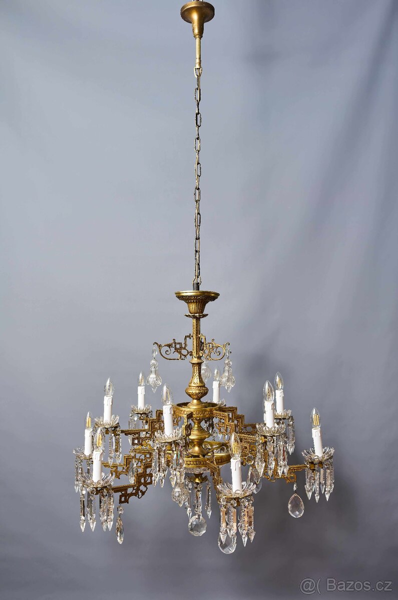 Velký lustr Art Deco na 12 žárovek - 13