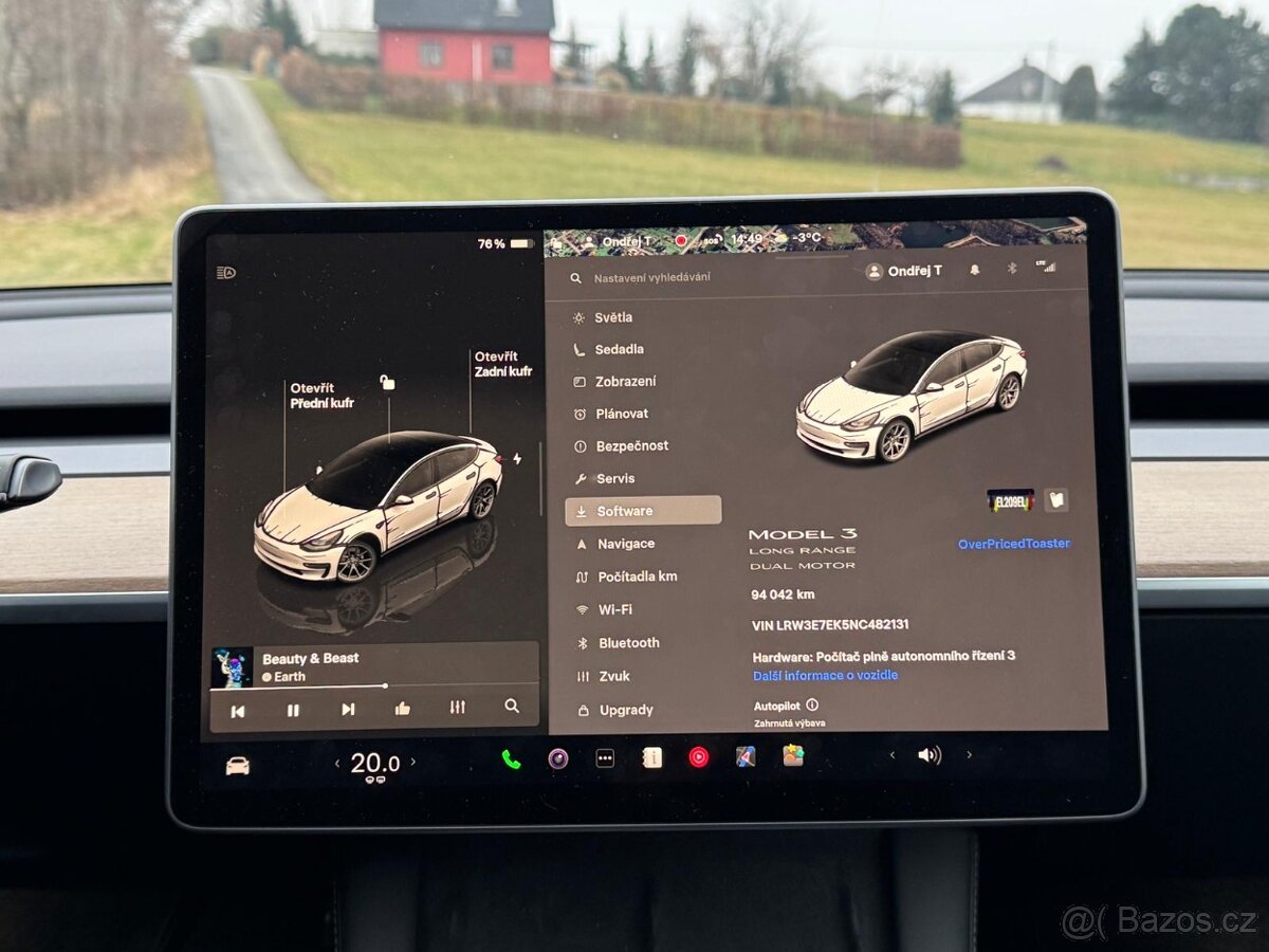 Tesla model 3 LR, r.v 2022, RYZEN, 93%, 94k KM- TOP STAV - 13