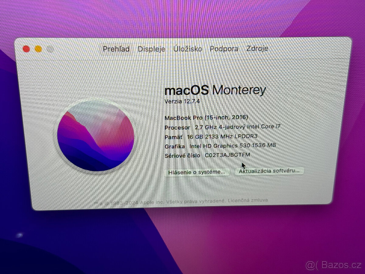 Apple Macbook Pro 15" 2016 i7/16GB/512GB - 13