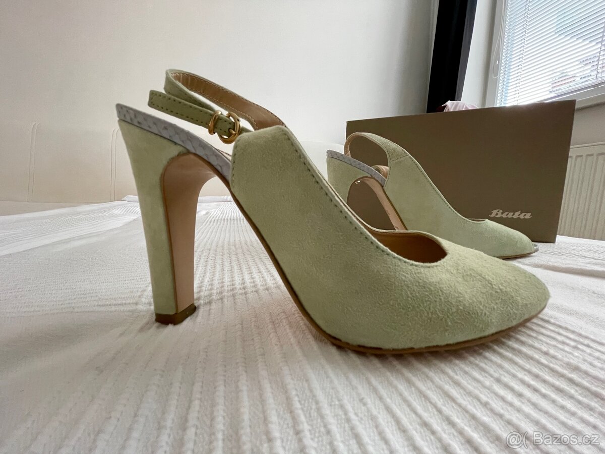 Set - Světle zelené společenské šaty a lodičky vel. 38 - 13