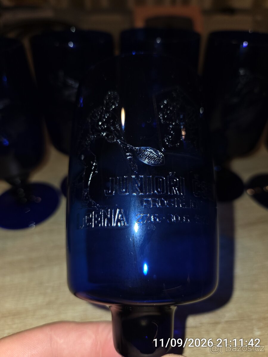 Modré kobaltové sklo - skleničky - Květná - 13