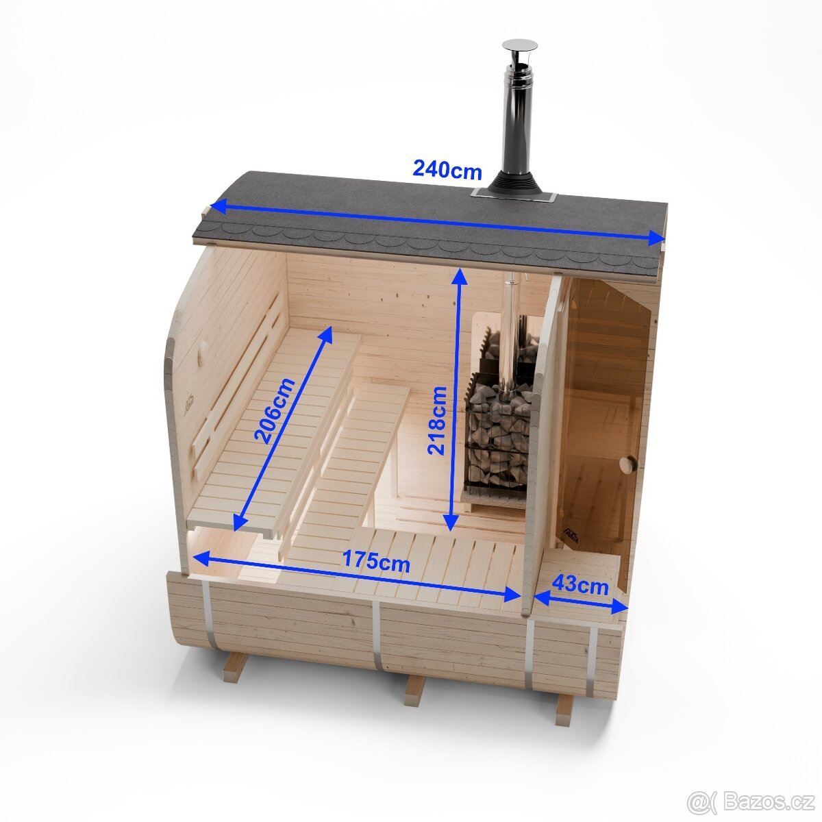 Zahradní sauna QUADRO 240cm 2QL (AZS-ENGINEERING) - 13