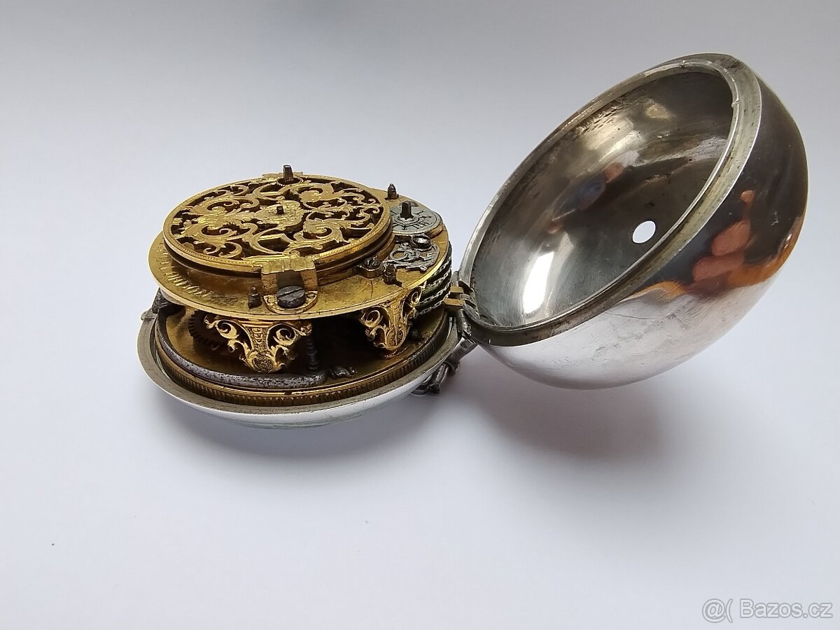 Stříbrné hodinky špindlovky oignon 18. století - 13