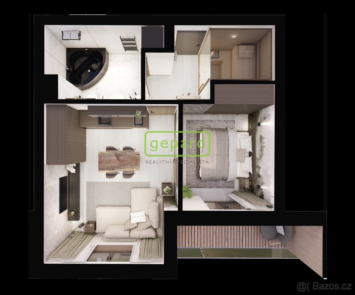 Prodej bytu 2+kk, 43,96m2,se saunou, Rýmařov, okres Bruntál - 13