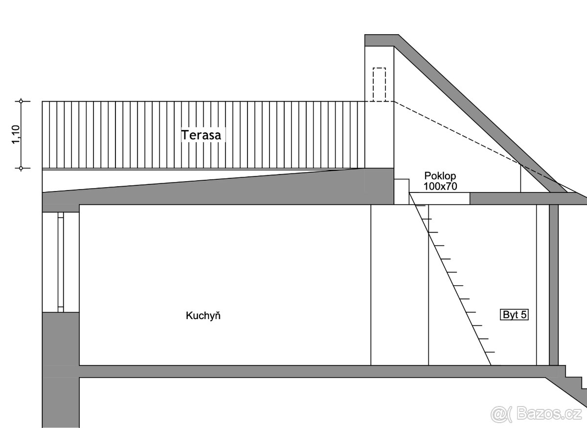 PRODÁM PODKROVNÍ BYT 3+kk 74,32m² + 44 m² STŘEŠNÍ TERASA - 13
