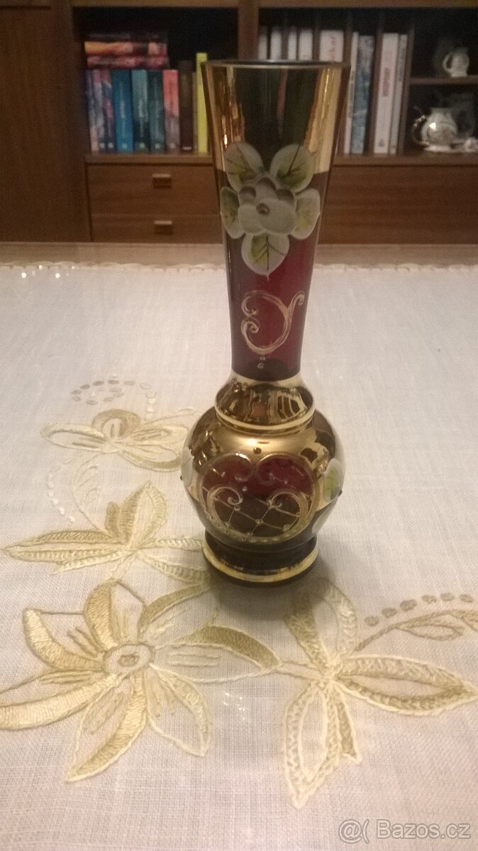 Karafa, skleničky, váza, Sklárny Novosad, petrolejka - 13