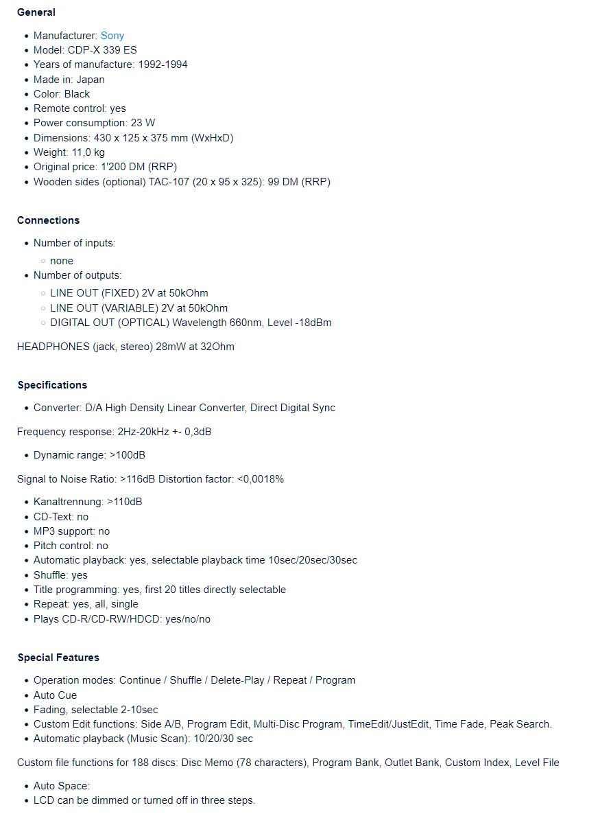 SONY CDP-X339ES Hi-End Stereo CD Player + DO - 13