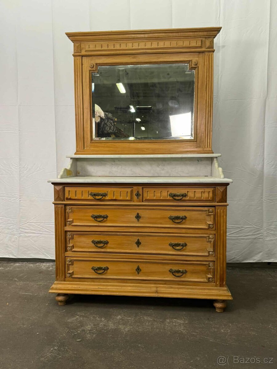 Historická komoda s mramorem a zrcadlem (134013) - 13