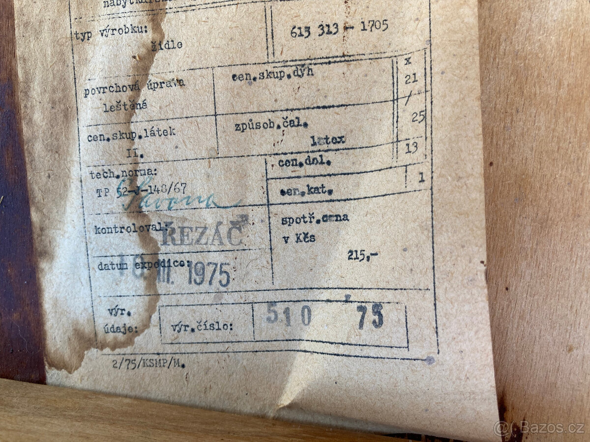 Židle dřevěná ohýbaná čalouněná látkou RETRO 500 kč - 13