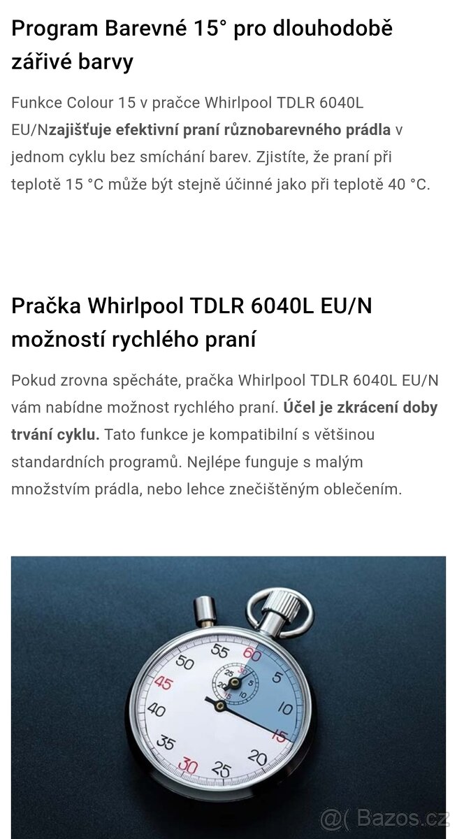 Whirlpool v záruce do 4/26 - 6kg 1000ot. 13 programů, 43l. - 13