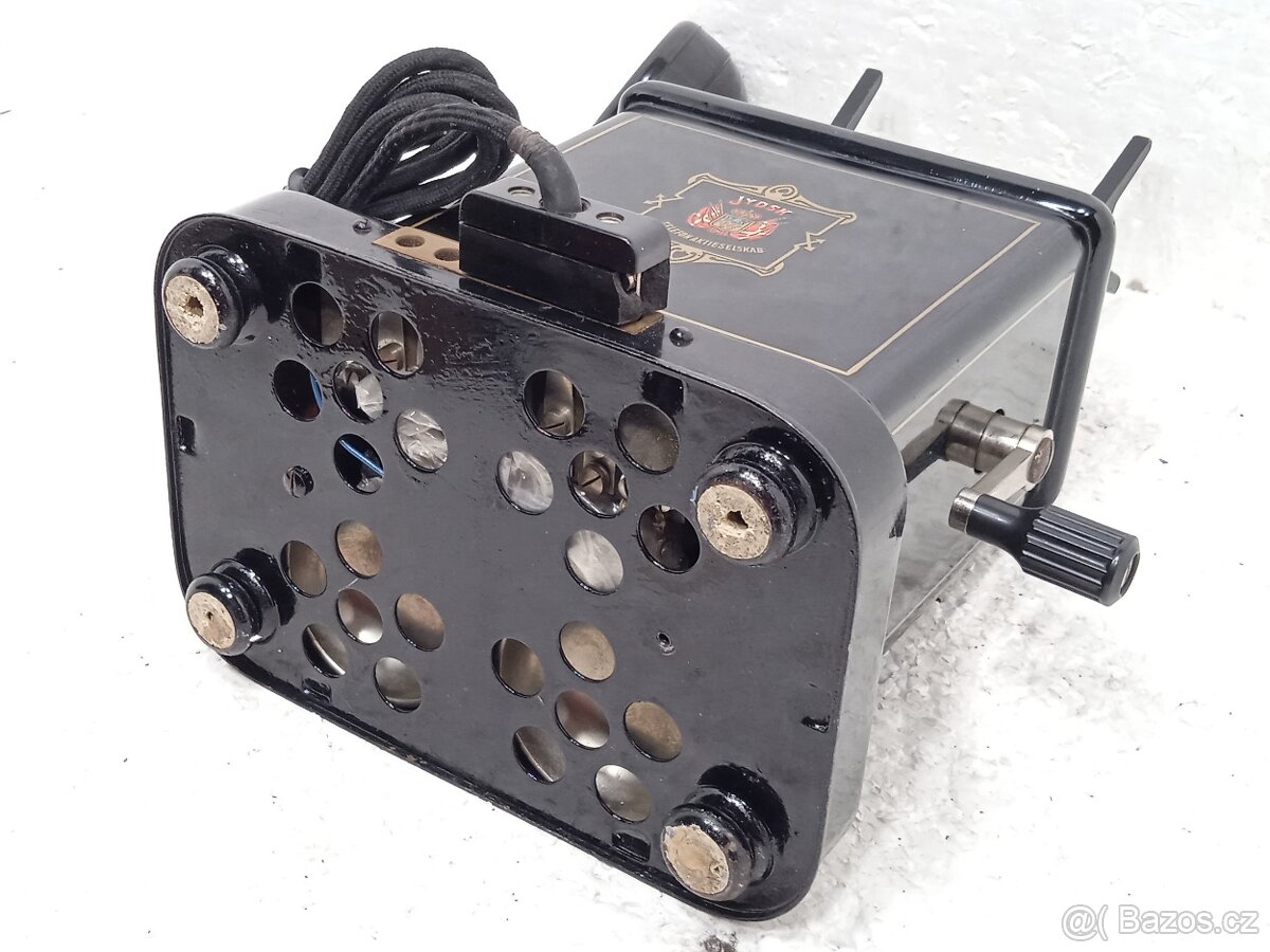 Retro smaltovaný telefon JYDSK s kličkou - 13