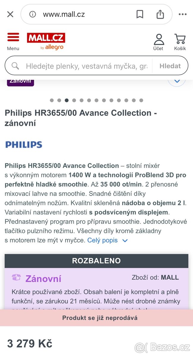 Výkonný stolní mixer philips - skleněná nadoba - 13