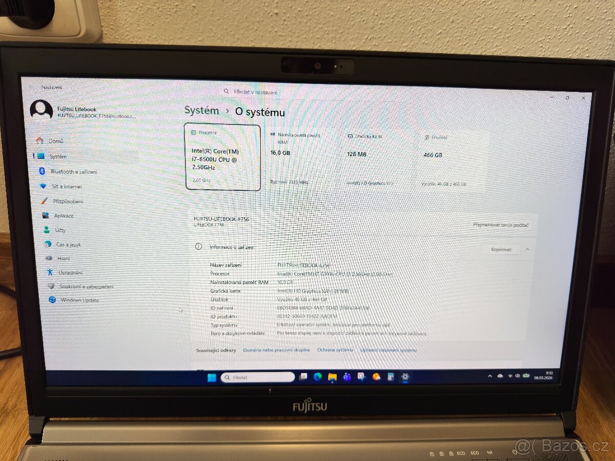 FUJITSU LIFEBOOK E756 s příslušenstvím, Win 11 Pro - 13