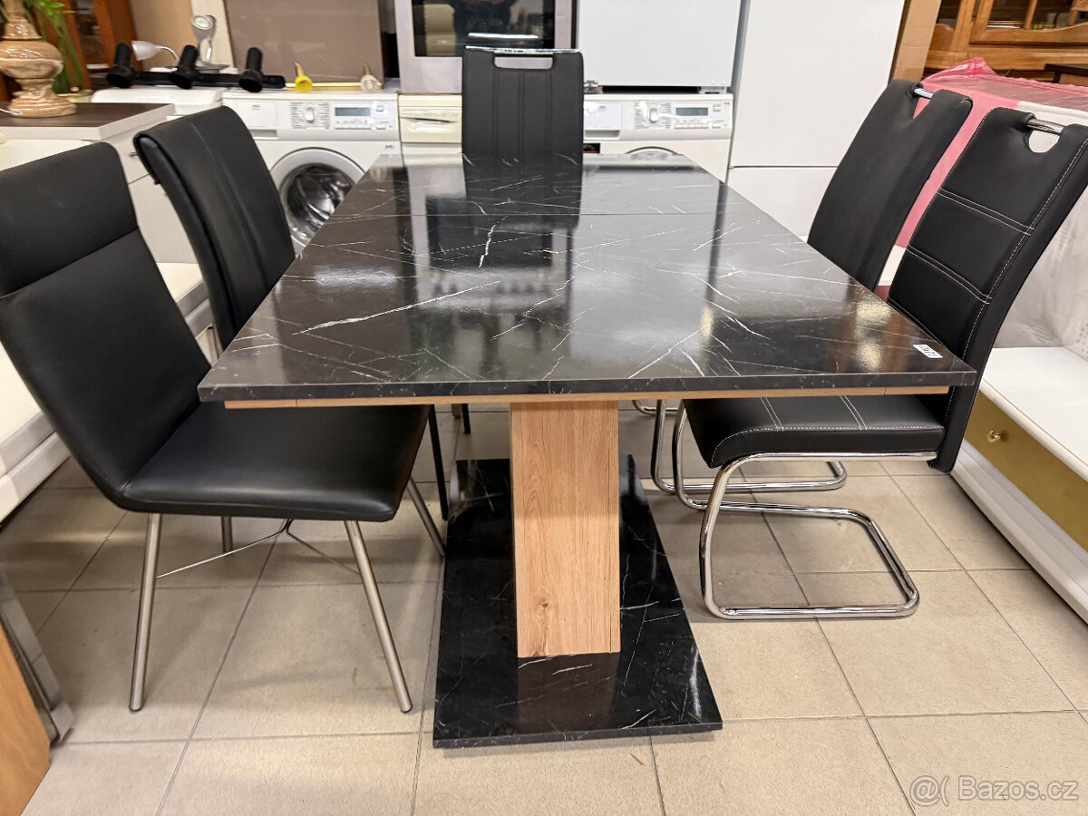 třikrát set dubový stůl se šesti židlemi - 13