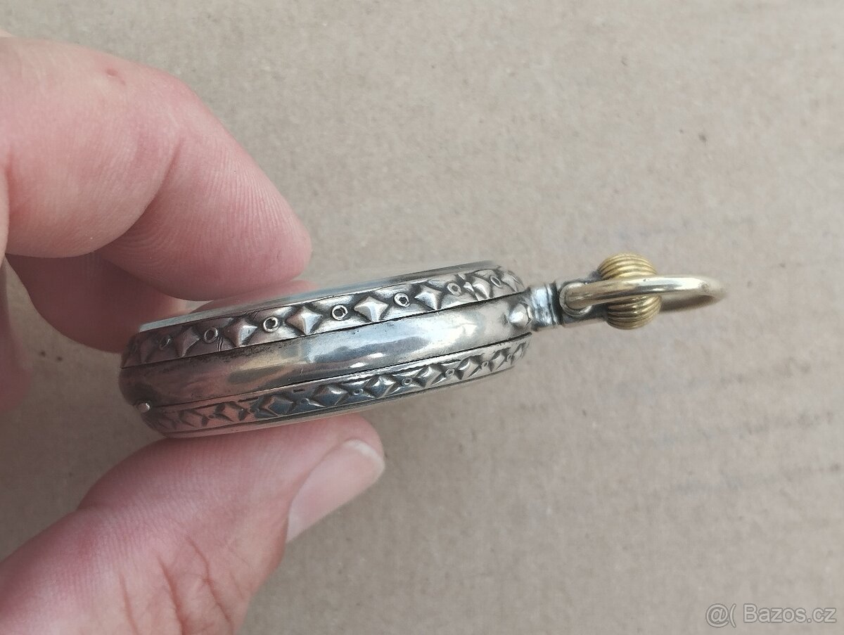 Starožitné dvoupláštové stříbrné kapesní hodinky - 13