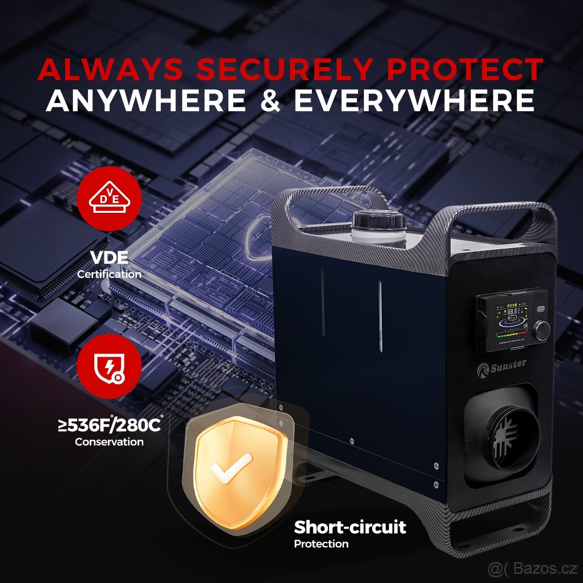 Naftové topení 8kW, 12-24-230V, auto START/STOP, bluetooth - 13