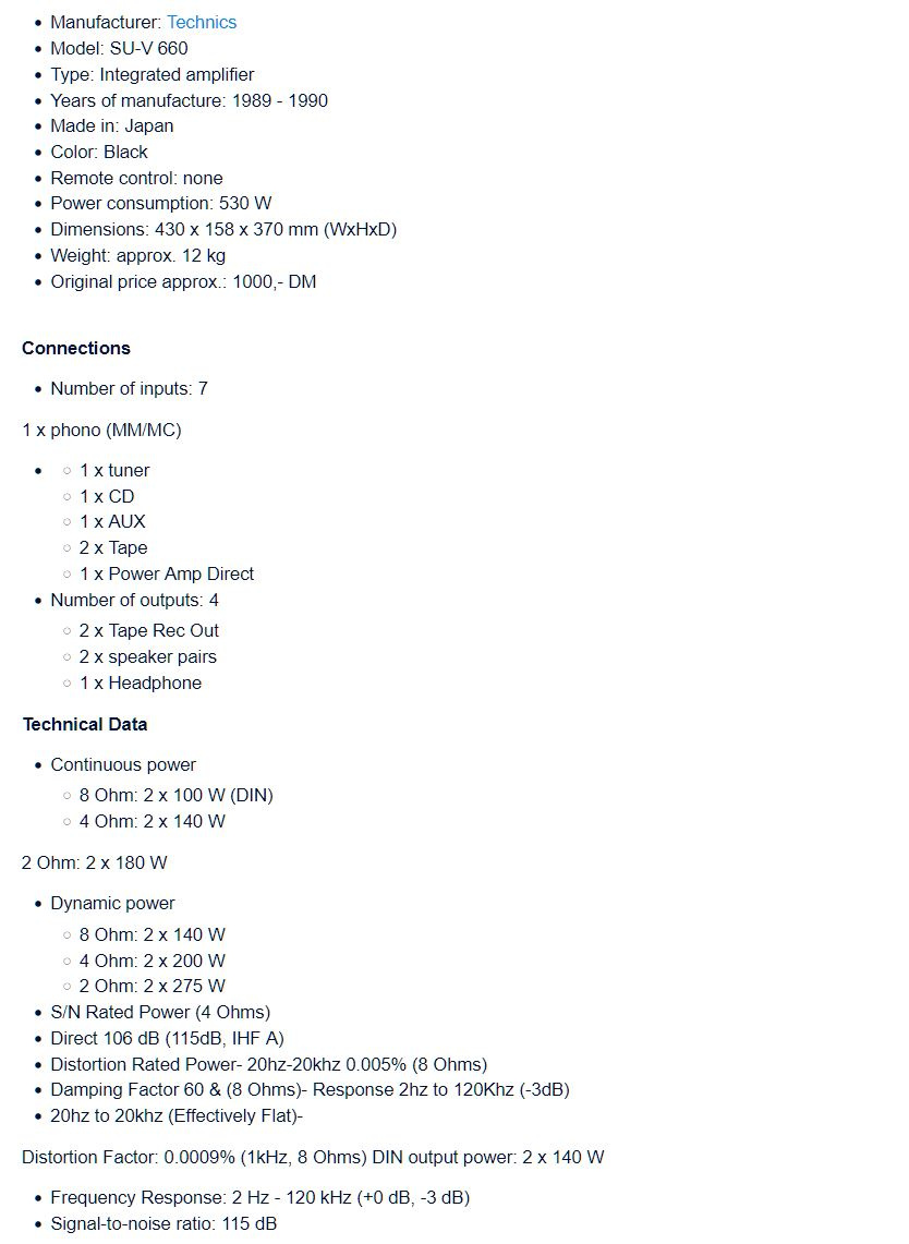 TECHNICS SU-V660 Stereo Integrated Amplifier / Class AA - 13