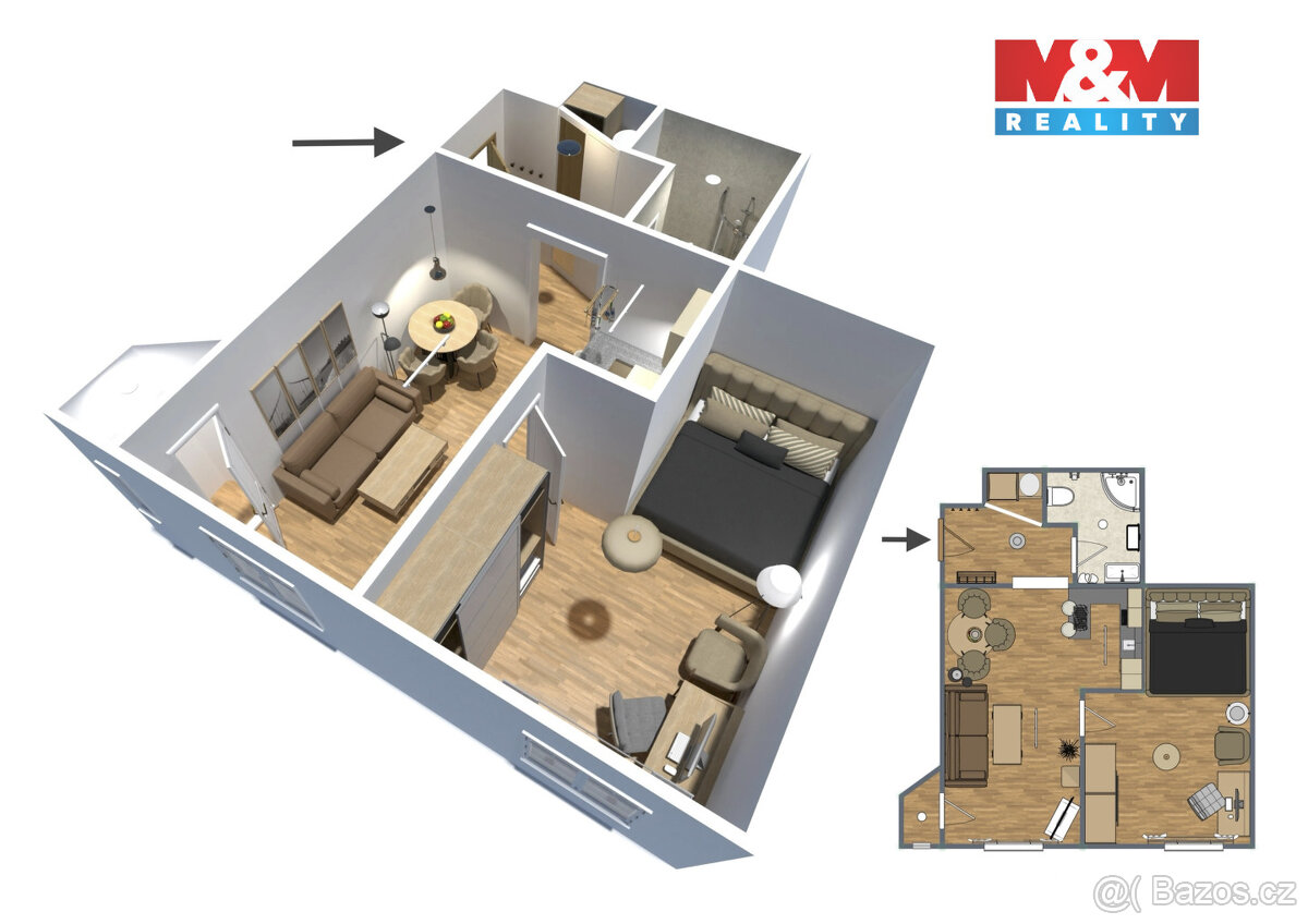 Pronájem bytu 2+kk, 42 m², Praha, ul. Slezská - 13