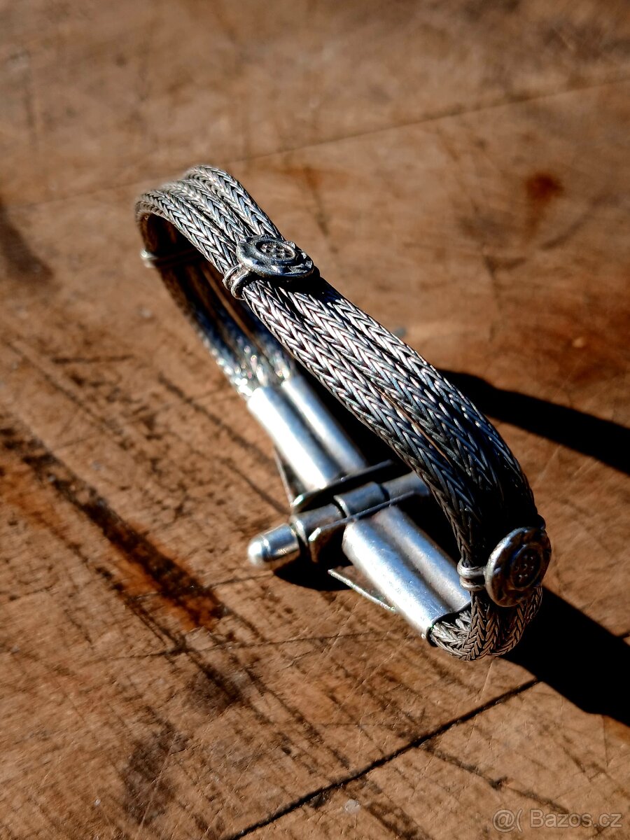 Stříbrný náramek starožitný - 13