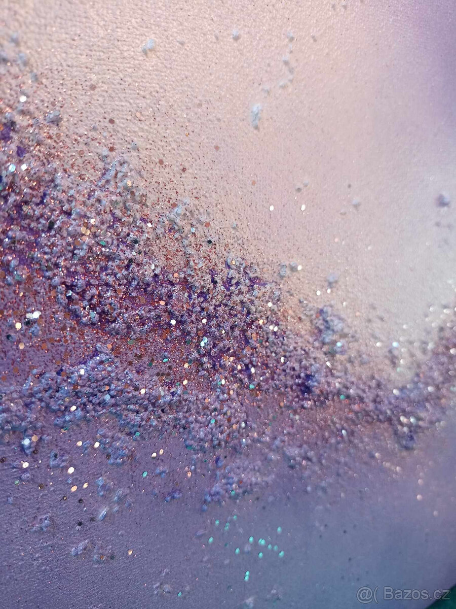 Ručně malovaný obraz Srdce, akrylové barvy, fialový - 13