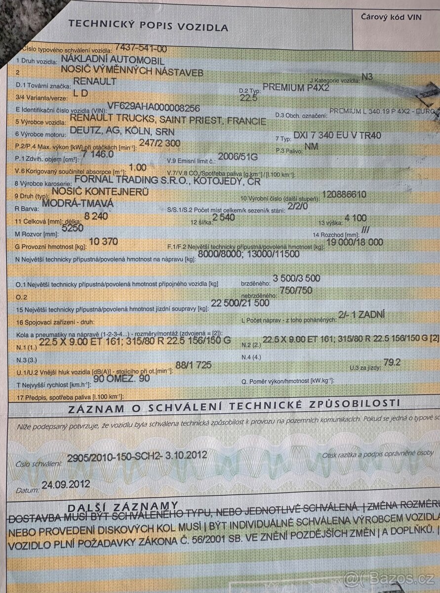 Renault Premium kontejner 4x2, rok 2012,297000kmE5, hydruka - 13