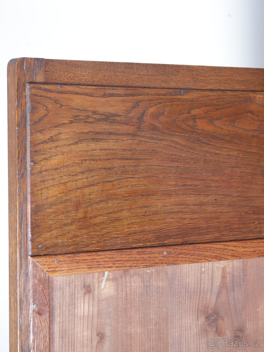 Secesní Dubový Paraván Zástěna Papoušek Ara Restaurováno - 13