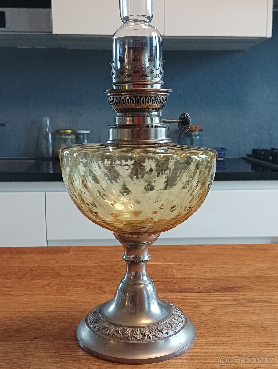 ART DECO STAROŽITNÁ PETROLEJOVÁ LAMPA UNIS PARIS KOLEM 1920 - 13