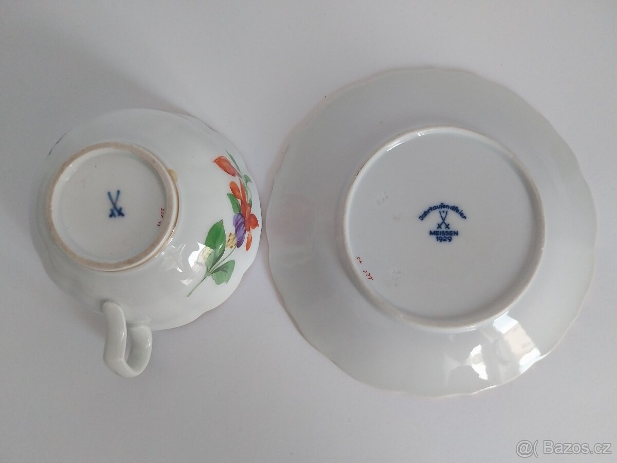 Starožitný porcelánový šálek Míšeň - Meissen - 13